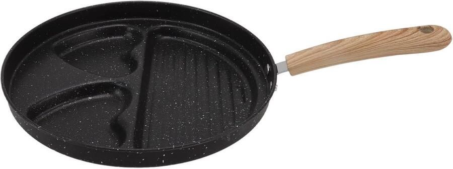 Gedeelde Koekenpan Omeletpan Steakpan Ontbijt Bereiden Gelijkmatige Warmteverdeling 42.5x26.5cm Zwart