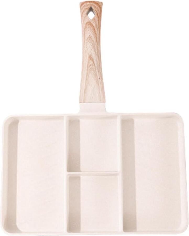 Gedeelde Koekenpan Ontbijtpan Mini Snelle Maaltijden Antiaanbaklaag Houtgreep 35x27cm Wit Zwart