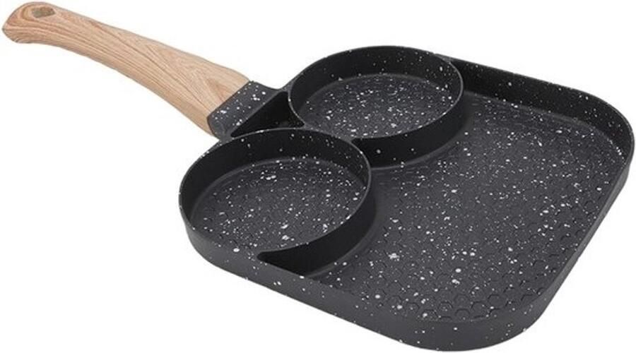 Gedeelde Ontbijtpan Omelet Pan Gezond Koken 3-in-1 Ontwerp 35x18x2 cm Zwart