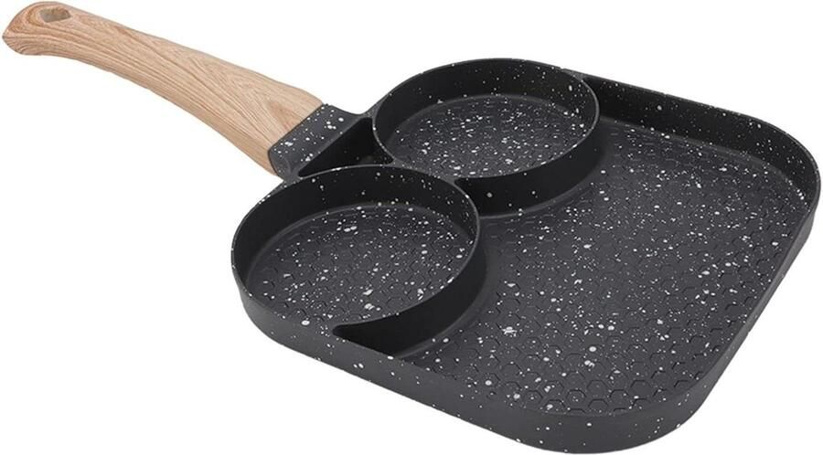 Gedeelde Ontbijtpan Omelet Pan Gezond Koken 3-in-1 Ontwerp 35x18x2 cm Zwart