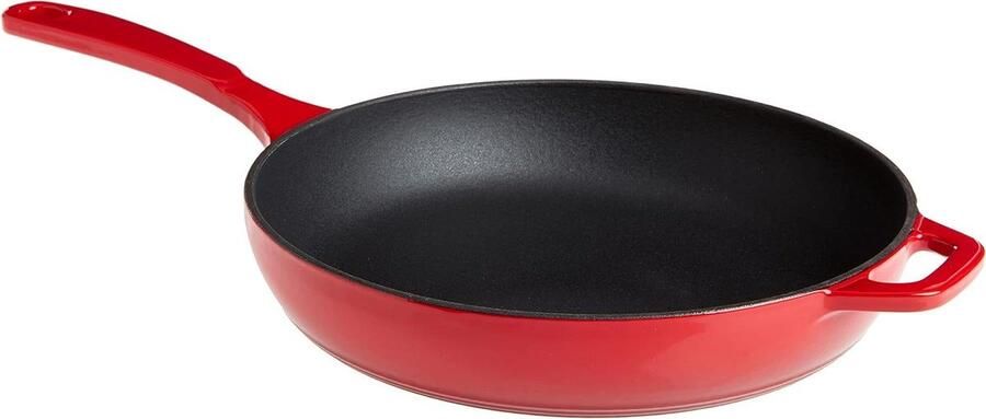Geëmailleerd Gietijzer Koekenpan Koken en Braden Glad Glasoppervlak 28 cm Rood