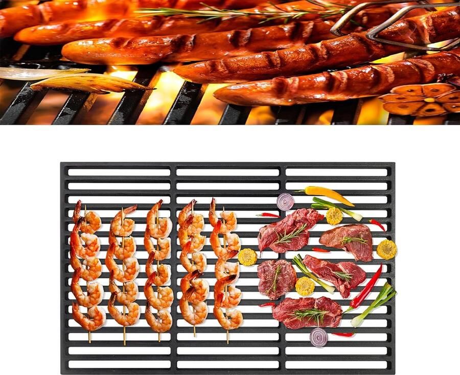 Geëmailleerd Gietijzeren Grillrooster 54x34 cm Geschikt voor BBQ en Gasgrill