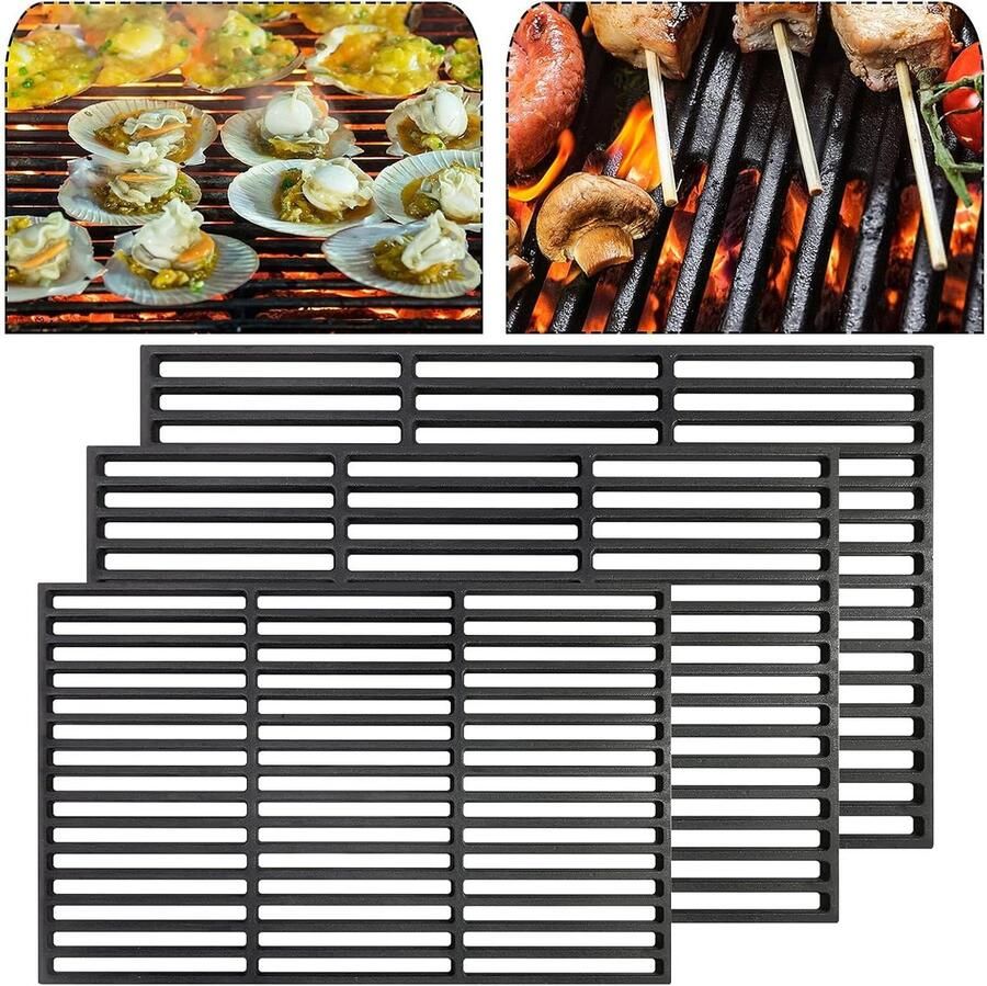 Geëmailleerd Gietijzeren Grillrooster Rechthoekig Geschikt voor Gas en Houtskoolbarbecues