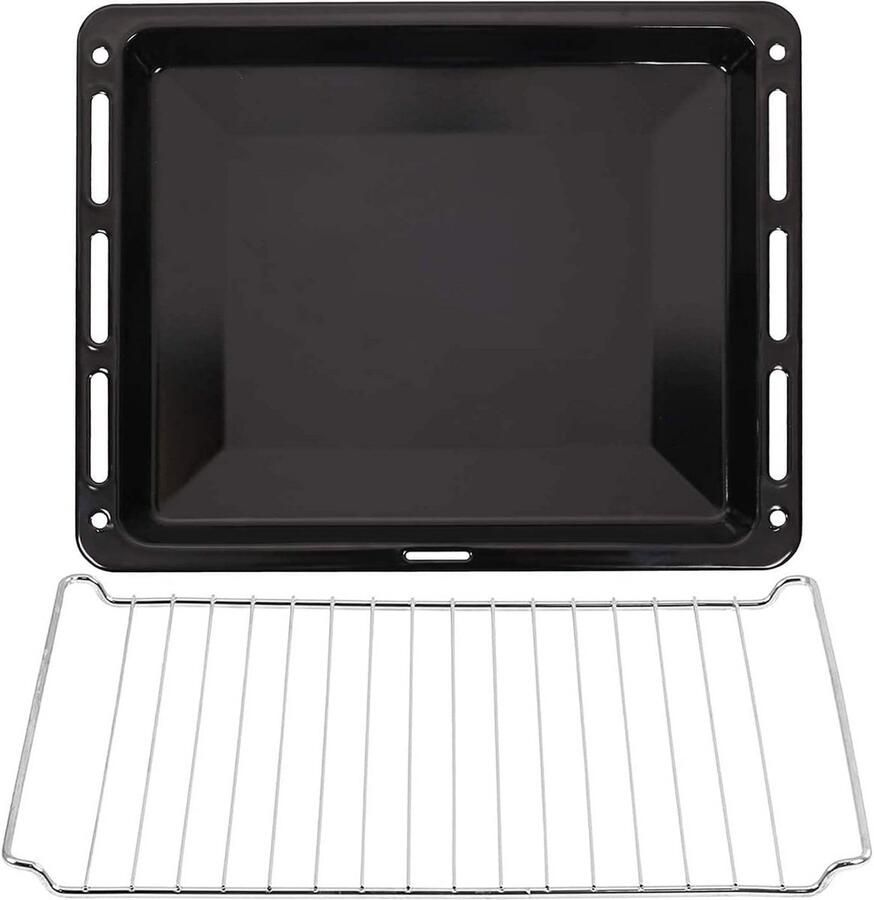 Geëmailleerde Bakplaat en Verchroomd Ovenrooster Set 460 x 375 mm voor Oven en Fornuis