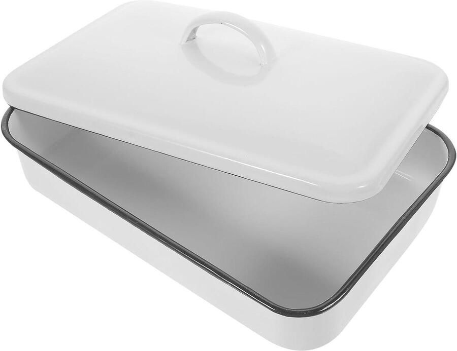 Geëmailleerde Bakplaat Ovenschaal Dienblad Bakken en Serveren Hittebestendig Slijtvast 30 x 20 cm Wit