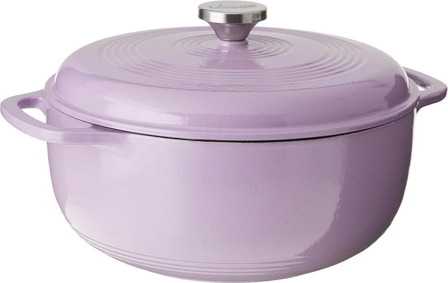 Geëmailleerde braadpan Gietijzeren pan Langzaam koken Superieure warmtebehoud 6 Kwarts Lila