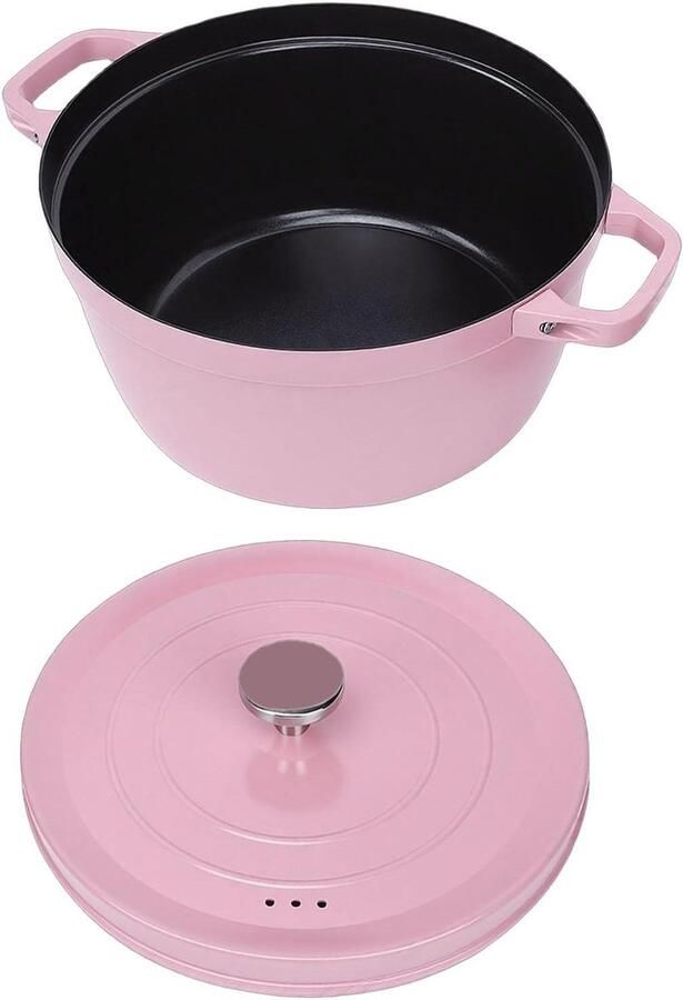 Geëmailleerde Braadpan Gietijzeren Pan Stoofpan Langzaam Koken Superieur Warmtebehoud 24 cm Grijs