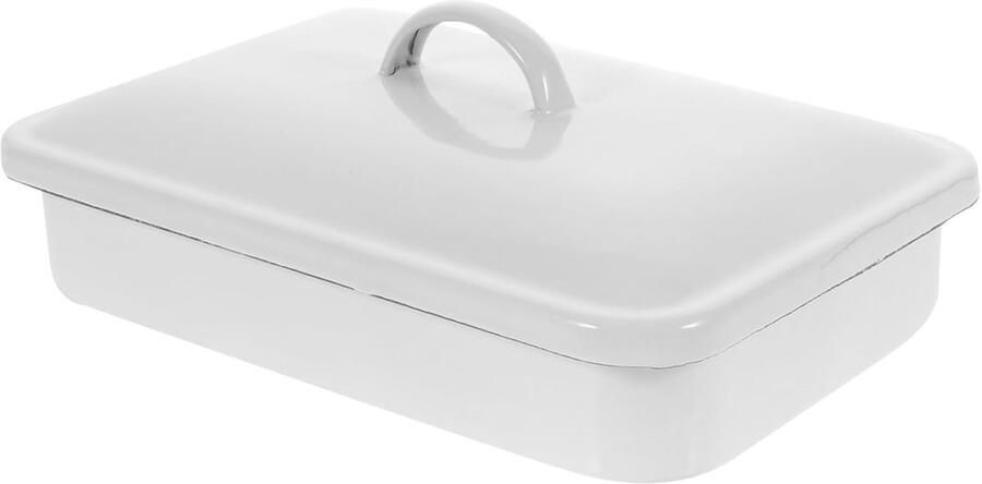 Geëmailleerde Braadslede Ovenblik Bakplaat Voedselbereiding Bakken Hittebestendig Krasvast 31x21x7.5 cm Wit