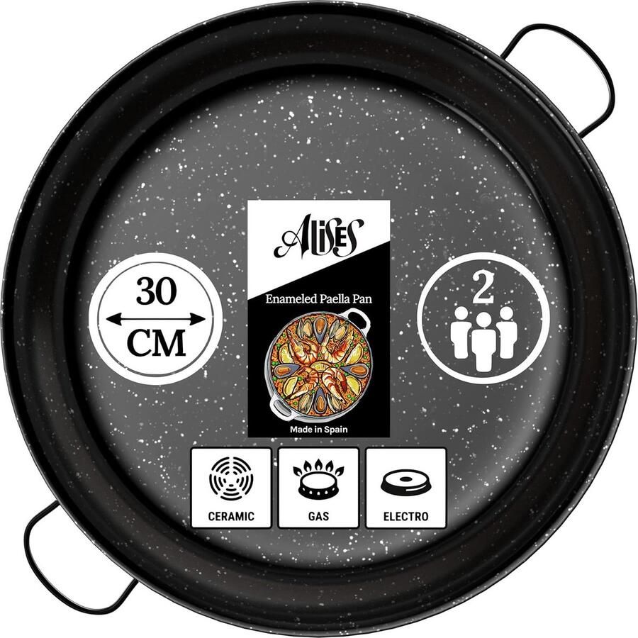 Geëmailleerde Carbon Steel Paella Pan Natuurlijk Non-Stick 46 cm