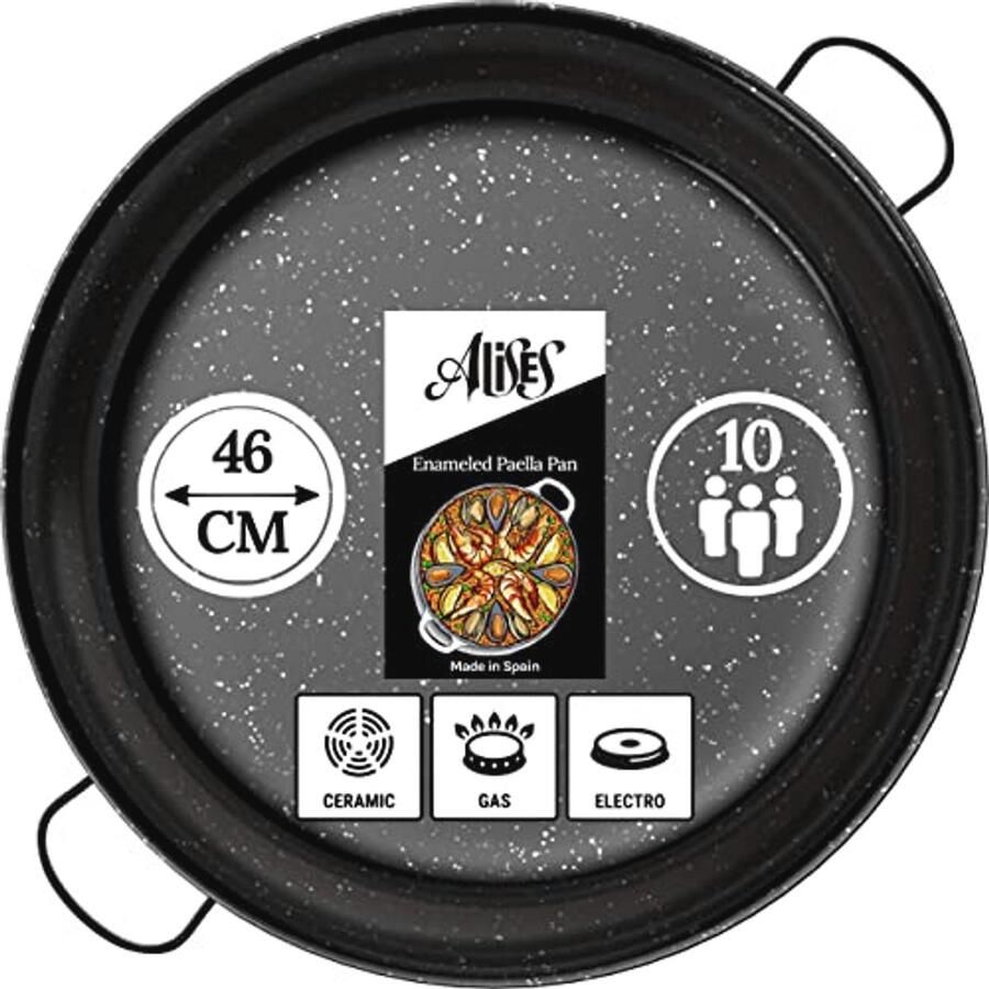 Geëmailleerde Carbon Steel Paella Pan Natuurlijk Non-Stick 46 cm