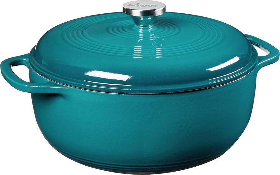 Geëmailleerde Dutch Oven Gietijzeren pan Langzaam Garen Inductie Compatibel 6 Quarts Lagune