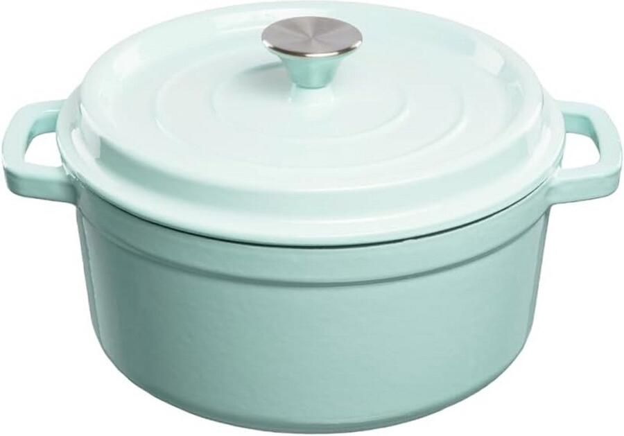 Geëmailleerde gietijzeren braadpan 3 5 ltr. licht blauw