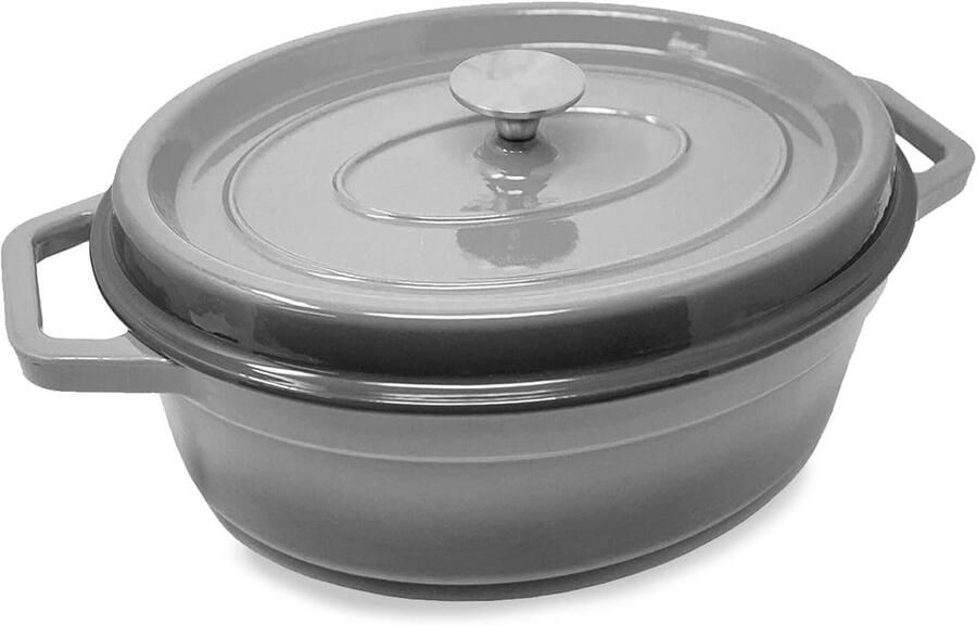 Geëmailleerde gietijzeren braadpan 33cm 5 liter Geschikt voor inductiekookplaat Kook- en braadpan in grijs