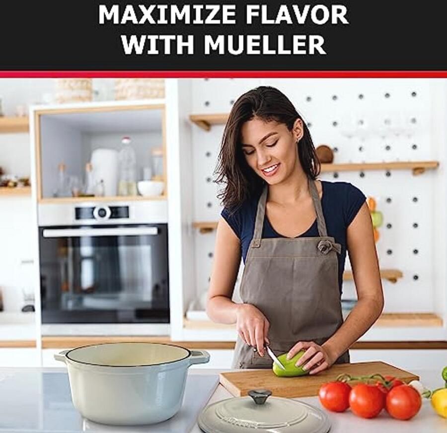 Geëmailleerde gietijzeren braadpan 6 kwart met deksel Voor stoven bakken en braden