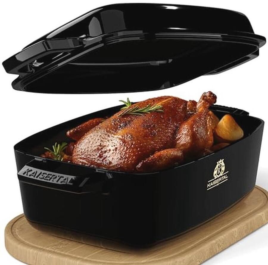 Geëmailleerde gietijzeren braadpan met deksel 32 cm XL stoofpan 10 liter geschikt voor inductie en buitengebruik