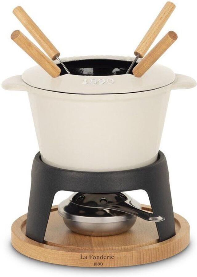Geëmailleerde gietijzeren fonduepan LA FONDERIE 1890 MONT JOLY 1 2 L 4 personen Beige