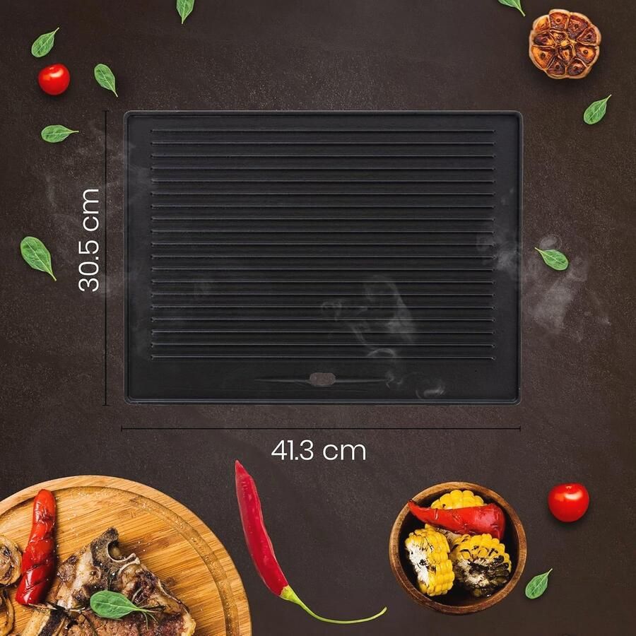Geëmailleerde gietijzeren grillplaat voor barbecue en oven 41 3 x 30 5 cm - Foto 2