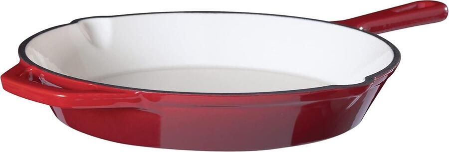 Geëmailleerde Gietijzeren Koekenpan 10 Inch Rood Voor Inductie en Alle Fornuizen