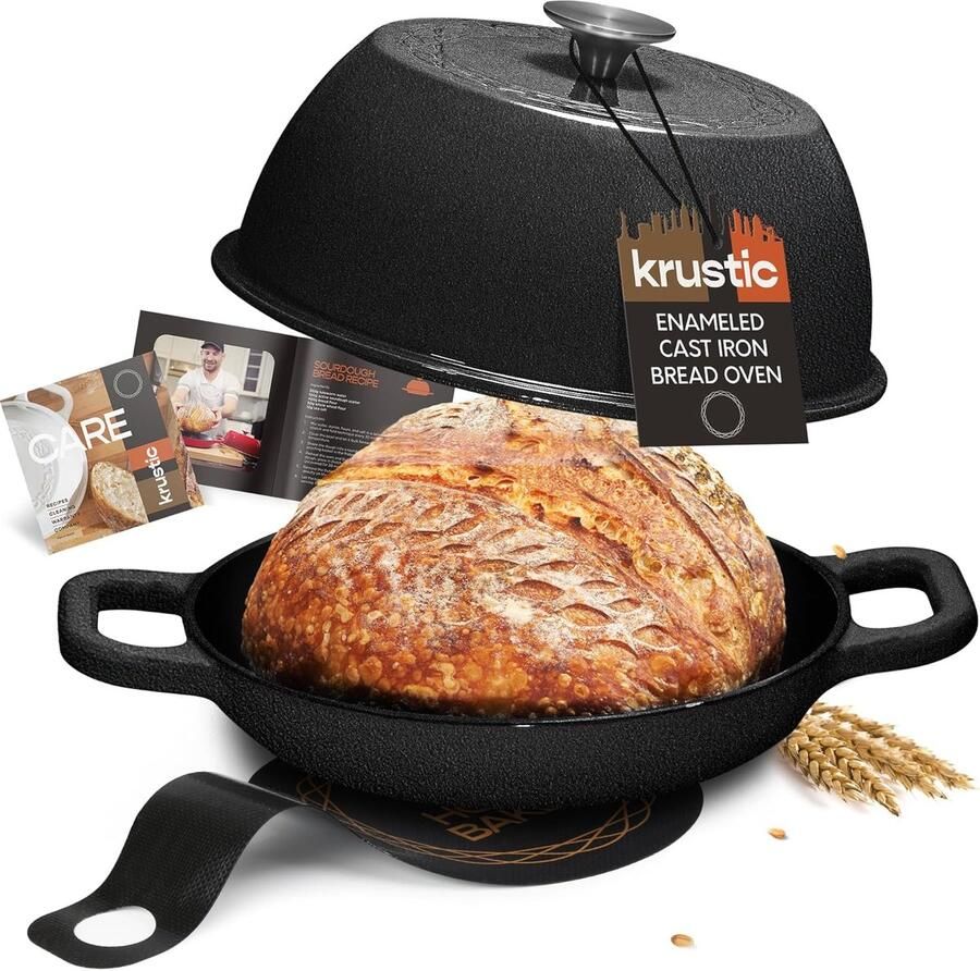 Geëmailleerde Gietijzeren Nederlandse Oven voor Zuurdesembrood Bakken 6 Liter Pan met Deksel