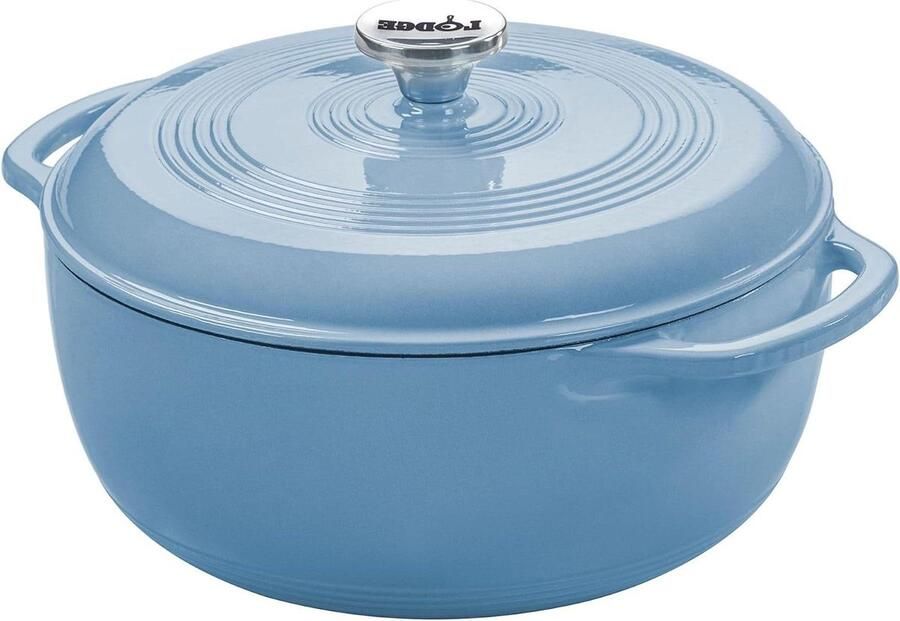 Geëmailleerde Hollandse Oven Gietijzeren Pan Maaltijden Bereiden Glasachtig Emaille 6 Qt Storm Blauw