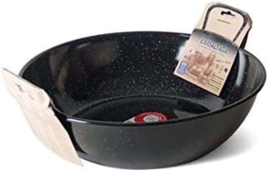Geëmailleerde koekenpan Geglazuurd ijzer Lekker koken Met handgrepen 30 cm Zwart
