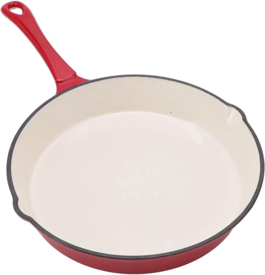Geëmailleerde Koekenpan Gietijzeren Pan Thuis Koken Constante Warmte 25 cm Rood