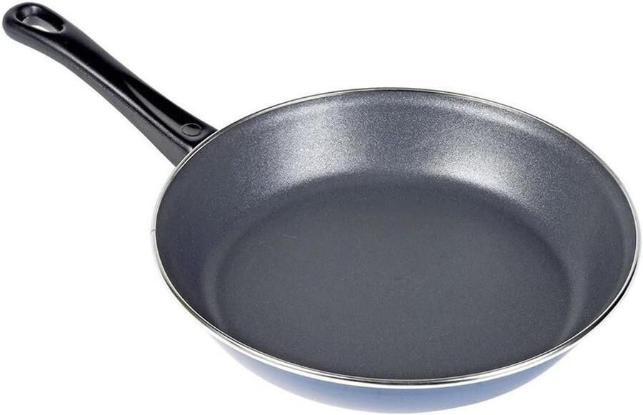 Geëmailleerde Koekenpan Stalen Pan Lekker Koken Optimale Warmtegeleiding 24 cm Zwart