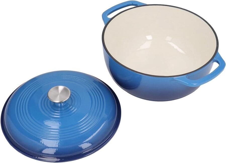 Geëmailleerde Ovenpan Gietijzeren Pan Langzaam Koken Uitstekend Warmtebehoud Diameter 24 cm Blauw