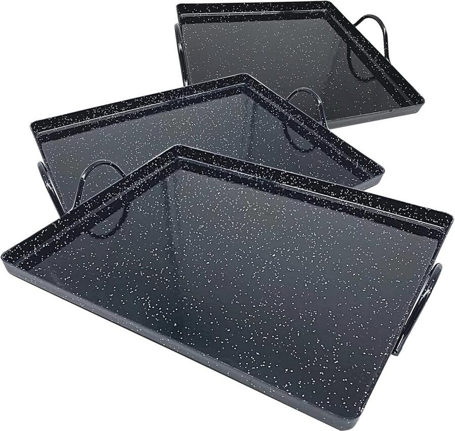 Geëmailleerde Ovenvorm van IJzer Set van 3 Diepe Bakplaat met Handgrepen voor Oven en Grill