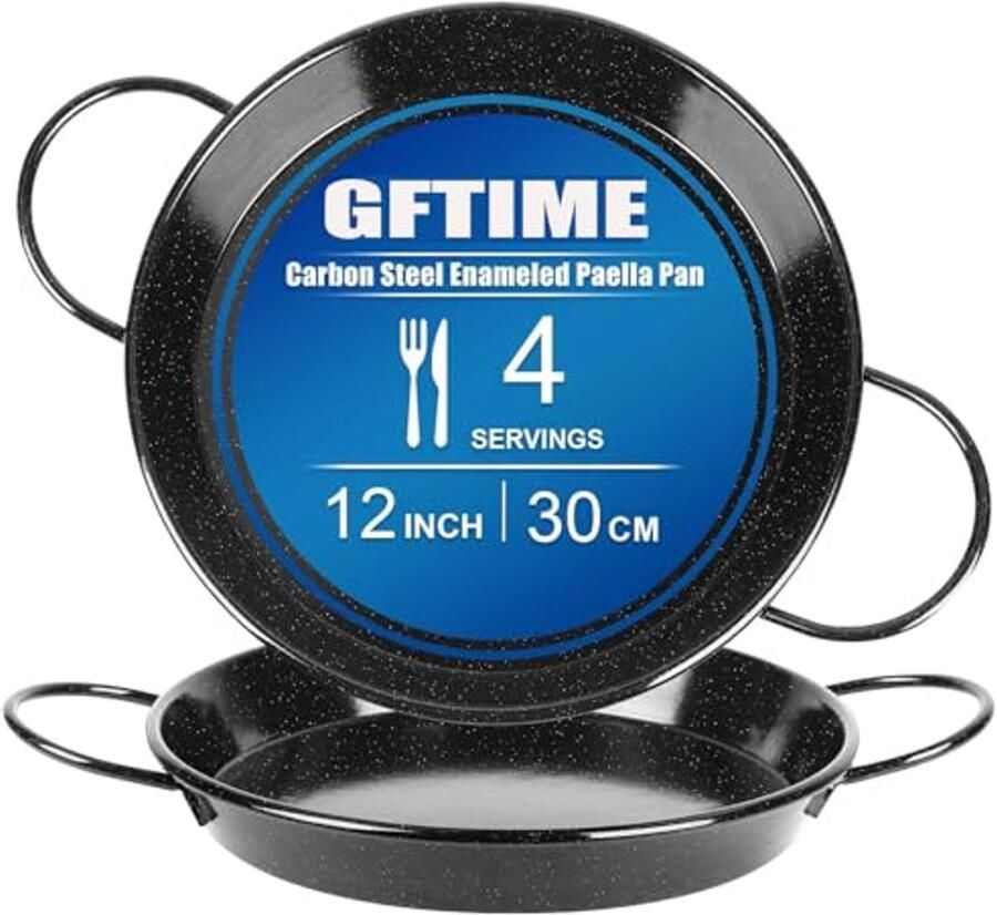 Geëmailleerde paella pan 30 cm Antiaanbaklaag voor gas- en elektrische fornuizen Perfect voor mediterrane gerechten