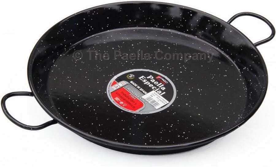 Geëmailleerde Stalen Paella Pan voor Inductie 38 cm Zwart