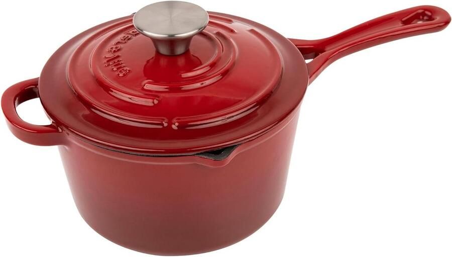 Geëmailleerde steelpan Gietijzeren pan Koken en verwarmen Giet tuiten 22 liter Cabernet