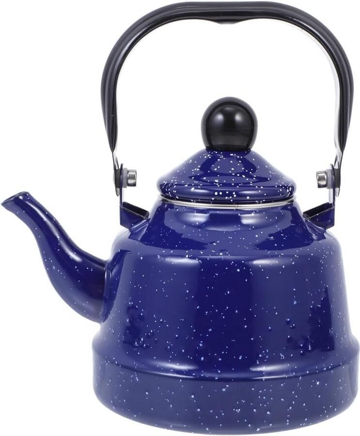 Geëmailleerde Waterketel Theepot Koffiepot Water Koken Geschikt voor Inductie 20 cm Hoog Blauw