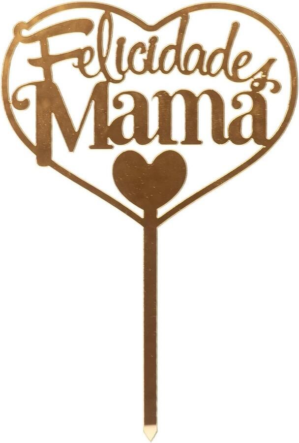 Gefeliciteerd Mama' Taarttopper in Goud 14.3x10cm De Perfecte Touch voor Moederdag en andere Vieringen