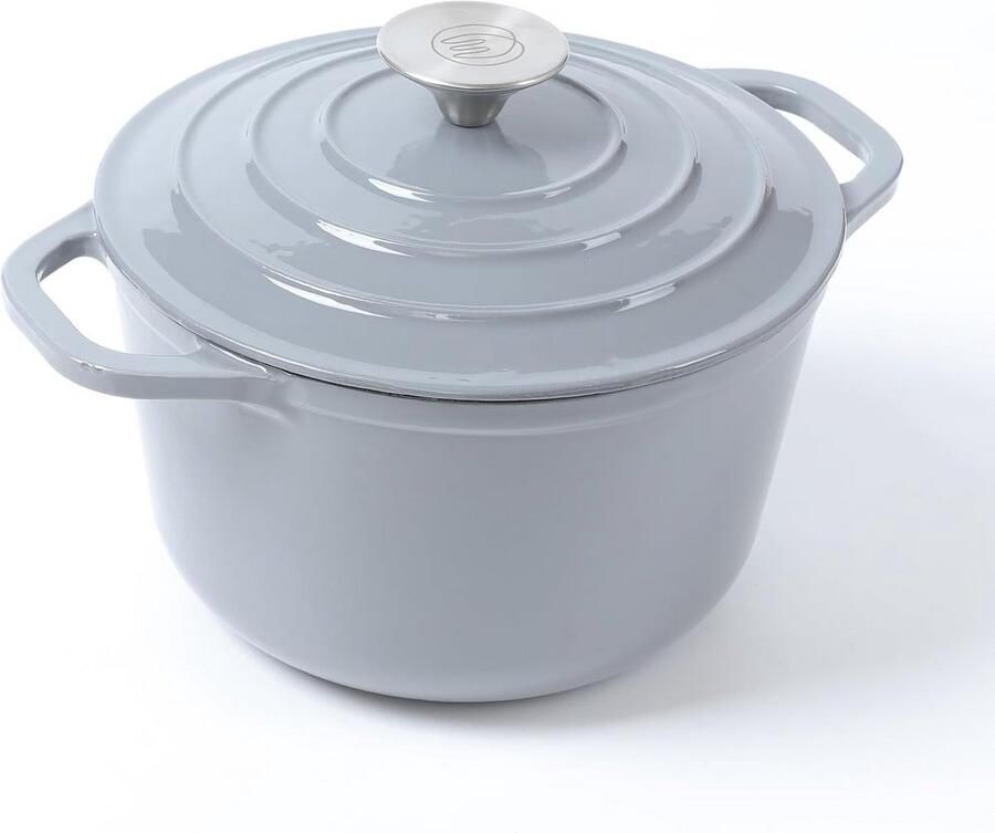 Geglaceerde Braadpan Gietijzeren Pan Langzaam Garen Duurzame Emaille Coating 3 Liter Grijs