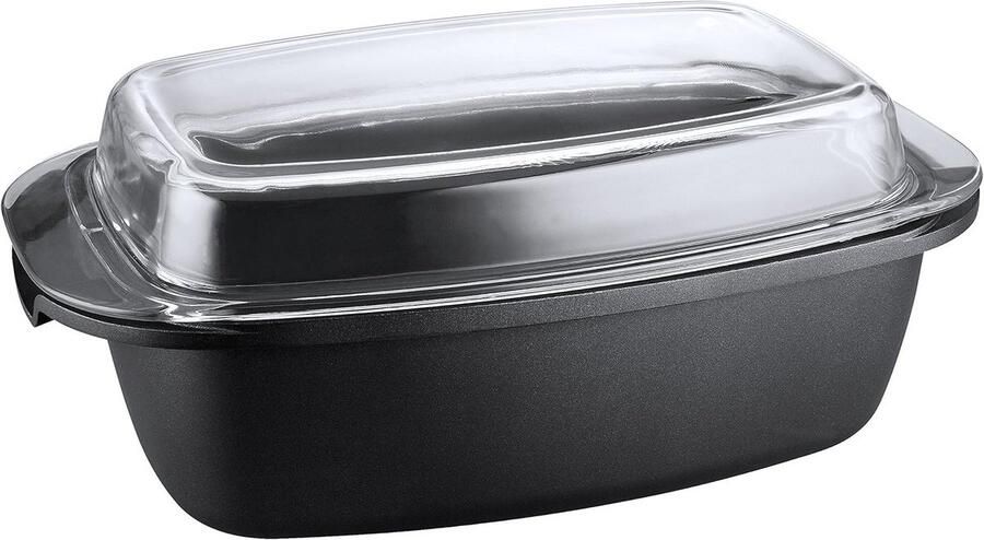 Gegoten Aluminium Braadpan 5 2 Liter met Glazen Deksel Geschikt voor Inductie