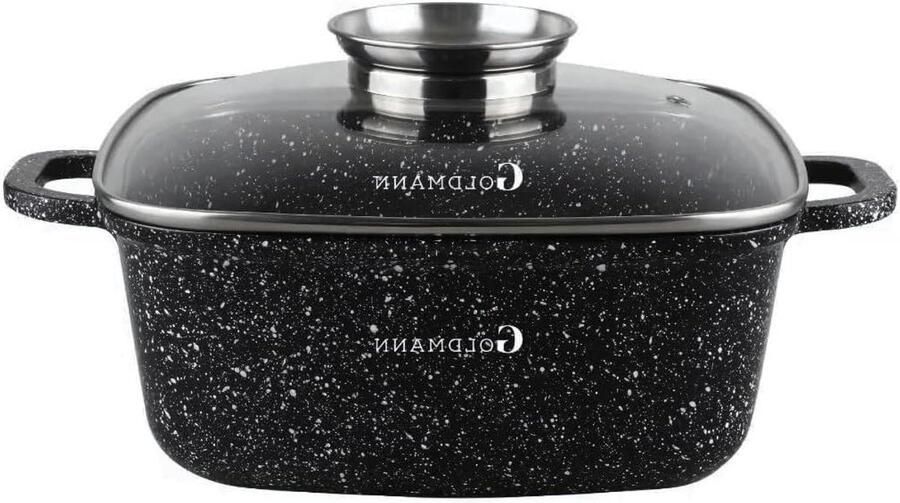 Gegoten Aluminium Braadpan Gietijzeren Pan Langzaam Garen Keramische Antiaanbaklaag 28 CM Vierkant Donkerblauw Graniet