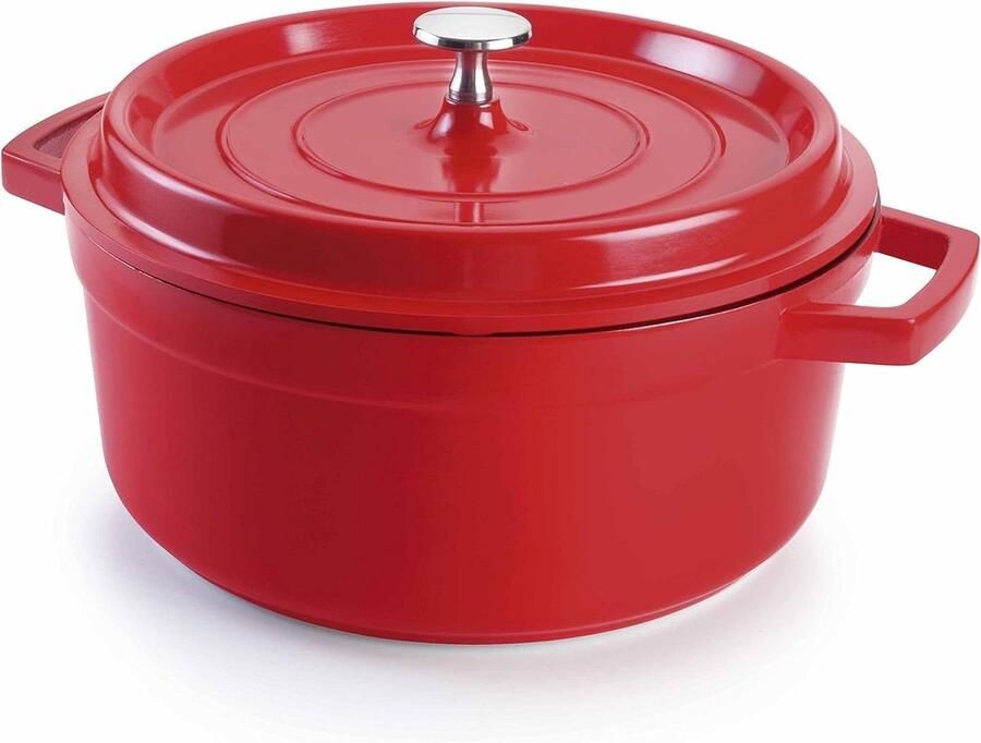 Gegoten Aluminium Braadpan Koekenpan Stoofpan Gelijkmatig Koken PFOA ILAG Vrije Antiaanbaklaag 20 cm Rood