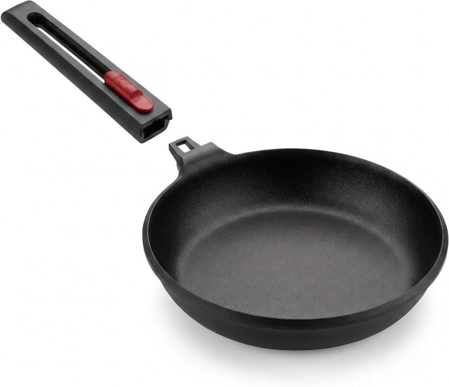 Gegoten Aluminium Braadpan Kookpan Lange Stoofgerechten Afneembare Handgreep 26 cm Zwart