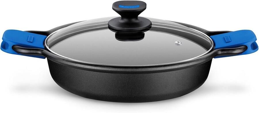 Gegoten Aluminium Braadpan Lage Koekenpan Veelzijdig Koken Dubbele Antiaanbaklaag 36 cm Diameter Zwart