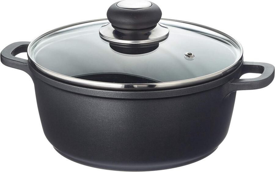 Gegoten Aluminium Braadpan Vleespan Ketel Gezond Koken Duurzame Antiaanbaklaag Ø 20 cm Zwart