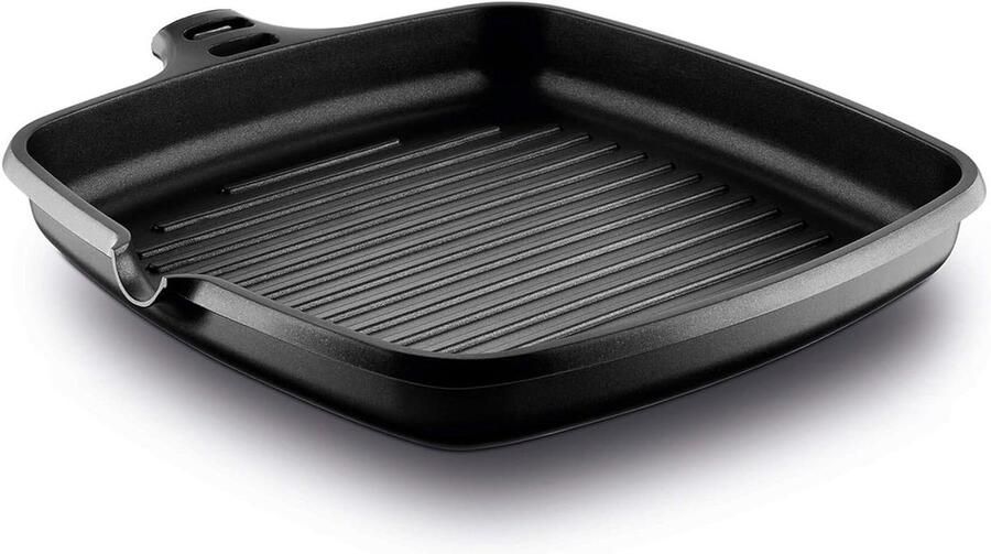 Gegoten Aluminium Grillpan Grillplaat Koekenpan Vlees Grillen Gelijkmatige Warmteverdeling 28 cm Grijs
