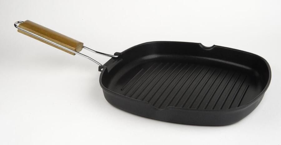 Gegoten Aluminium Grillpan Koekenpan Corrugated Gezond Grillen Dubbelzijdig Non-stick 28 cm Zwart