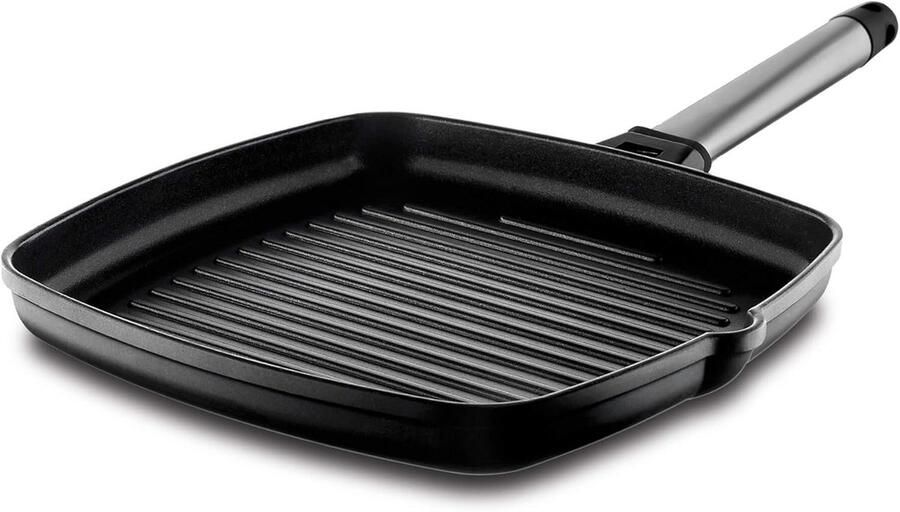 Gegoten Aluminium Grillpan met Afneembare Handgreep 22x22 cm