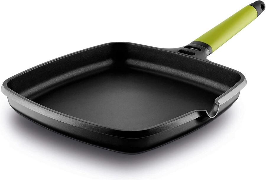 Gegoten Aluminium Inductie Grillplaat 27x27 cm met Verwijderbare Handgreep