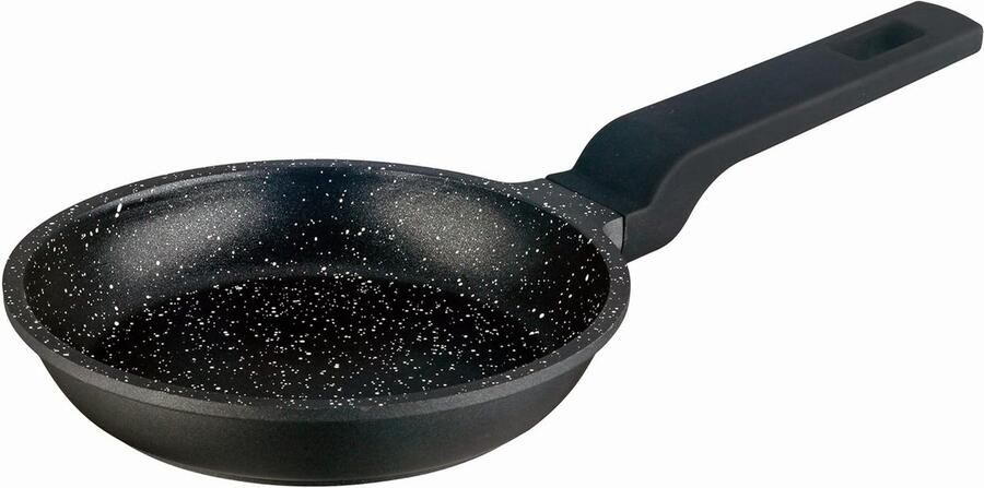 Gegoten Aluminium Koekenpan Steenpan Antiaanbak Gezond Koken Versterkt met Steenpartikels 32 cm Diameter Zwart