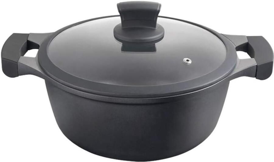 Gegoten Aluminium Kookpan Anti-aanbak Pan Gezond Koken Full Induction Bodem 30 cm Zwart
