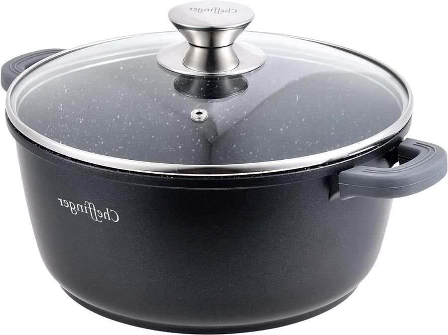 Gegoten Aluminium Kookpan Braadpan Stoofpan Grote Maaltijden Bereiden Antiaanbaklaag Spikkeleffect 40 cm Zwart
