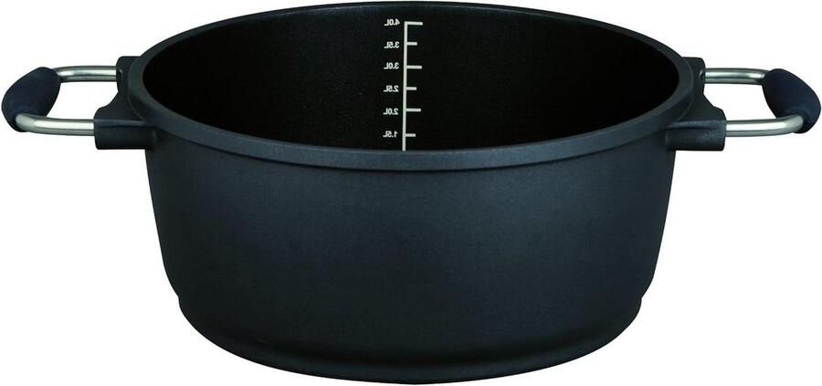 Gegoten Aluminium Kookpan Hittebestendige Pan Culinaire Bereidingen Praktische Literschaal 24 cm 4.2 Liter Zwart