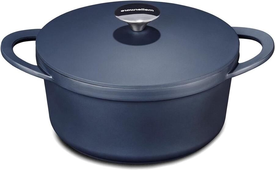 Gegoten Aluminium Kookpan Sauspan Fornuis Dagelijks Koken Volledige Inductie Bodem 24 cm Blauw